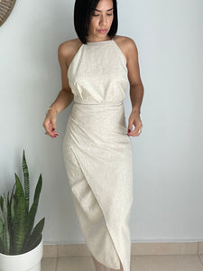 LINEN MIDI DRESS